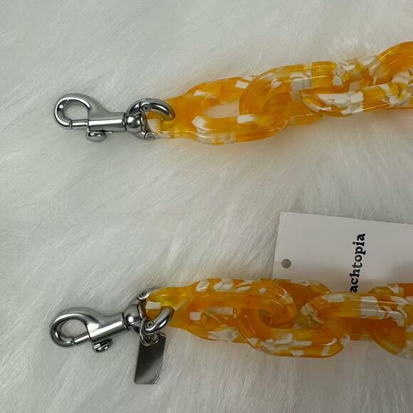 Coach COACHTOPIA Short Chain Strap In Recycled Resin Silver/ Yellow Ck544 NWT - Picture 3 of 5